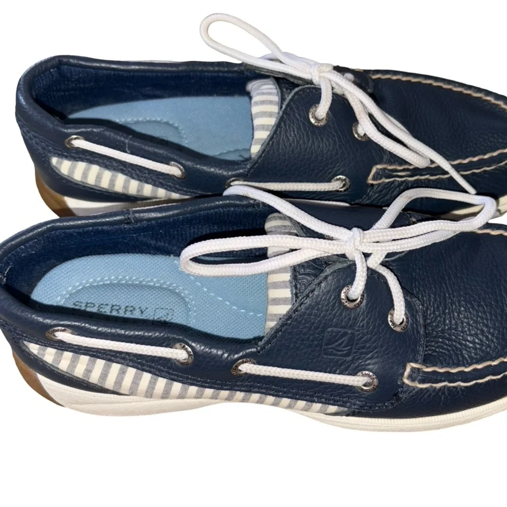 Sperry Top-Sider Leather Boat Shoes Navy Blue Women’s Size 7M Nautical Preppy